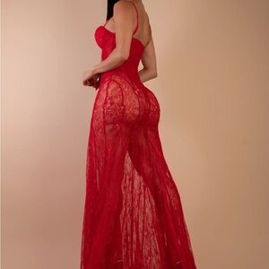 Elegant Red Lace Gown